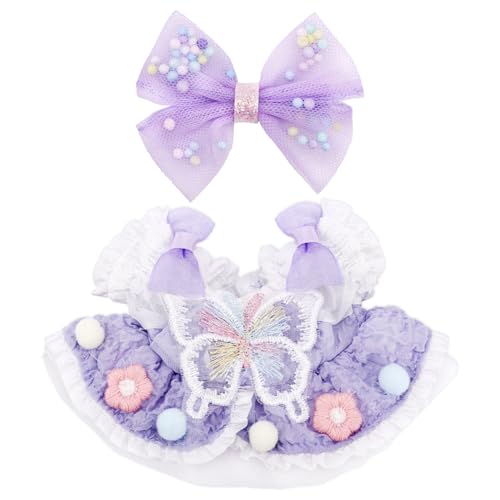 2st Puppenkleidung, Kawaii Puppen Outfits Süße Kleidung Mode Kleid und Haarschleife für 15-17cm Große Plüschpuppen Display Zubehör Geschenke für Sammler (Lila) von lasuroa
