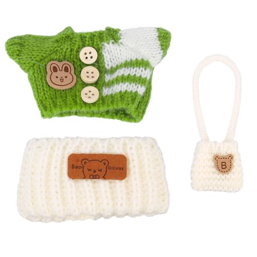 3stk Teiliges Kleidungs für 17cm Puppen, Niedliches Puppenzubehör mit Designer Kleidung Hut Umhängetaschen Stilvolles Set für Deko Zubehör (Grün, Weiß) von lasuroa
