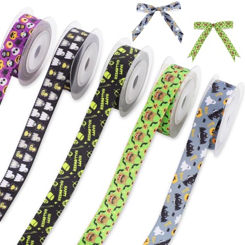 5 Rollen halloween geschenkband, Halloween-Band Gesamtlänge 4,5 m Halloween-Band-Set Halloween-Ripsband Geschenkband für Halloween-Partyzubehör 5 Rollen halloween geschenkband, Halloween-Band Gesamtlänge 4,5 m Halloween-Band-Set Halloween-Ripsband Geschenkband für Halloween-Partyzubehör von lasuroa
