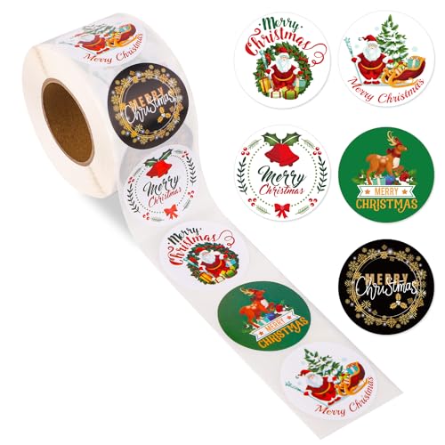 500St 3,81cm Sticker Weihnachten, 5 Muster, Urlaub Etiketten Dekoration Weihnachtsaufkleber für Kinder Basteln Karten Scrapbooking Umschläge Versiegelung Geschenkanhänger (Stil 3) von lasuroa