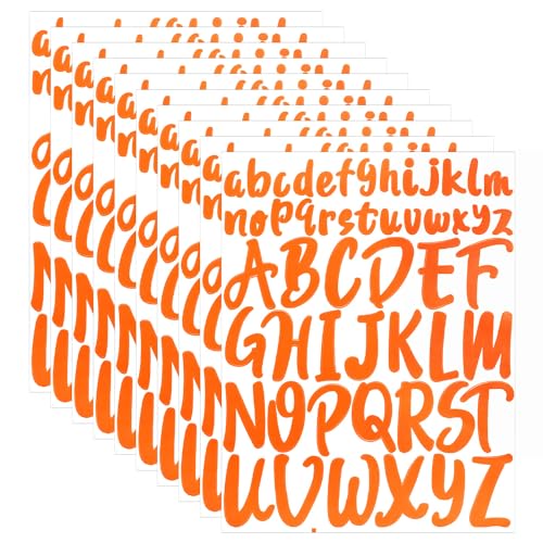 520 Stück Buchstaben Aufkleber, 10 Blatt Vinyl Scrapbook Selbstklebend Buchstaben 5,08 cm Groß- und 2,54 cm Kleinbuchstaben Alphabet Aufkleber Dekoration für Bastelpostfächer (Orange) von lasuroa