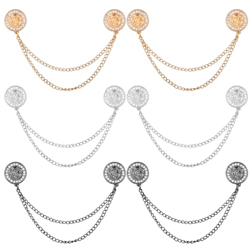 6 Stück Magnetische Kleidungsclips, Kleidungsmagnete mit Kette Multifunktionale Magnetische Kleidungsclips zum Befestigen von Säumen Hosenbeinen und Hemdärmeln (Rose) von lasuroa