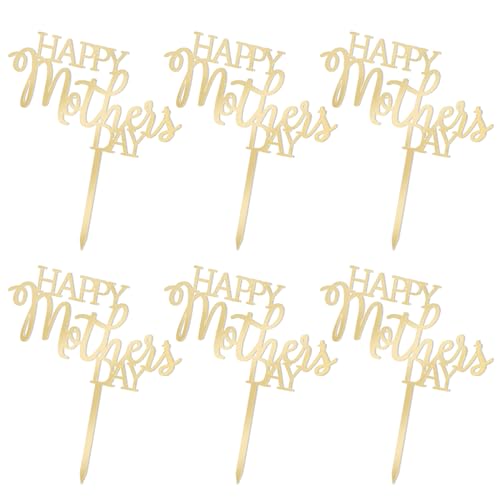 6stk Happy Mother's Day Kuchenaufsatz, Goldenes Acryl Tortenaufsatz zum Muttertag Kuchen-Picks Cupcake-Topper für Muttertags-Geburtstagsparty-Dekorationszubehör 6stk Happy Mother's Day Kuchenaufsatz, Goldenes Acryl Tortenaufsatz zum Muttertag Kuchen-Picks Cupcake-Topper für Muttertags-Geburtstagsparty-Dekorationszubehör von lasuroa