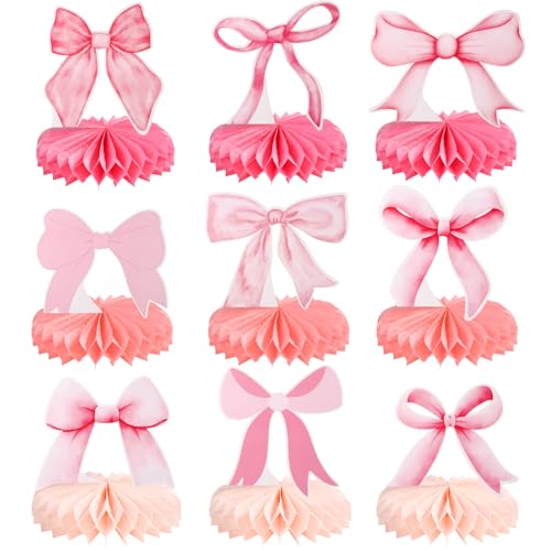 9stk Rosa Party-Bienenwaben Deko mit Schleife, 3D Waben Tischdeko in Rosa Schleifen-Waben-Mittelstücke Tischdekoration mit Schleifenmotiv für Geburtstag Babyparty Brautparty 9stk Rosa Party-Bienenwaben Deko mit Schleife, 3D Waben Tischdeko in Rosa Schleifen-Waben-Mittelstücke Tischdekoration mit Schleifenmotiv für Geburtstag Babyparty Brautparty von lasuroa