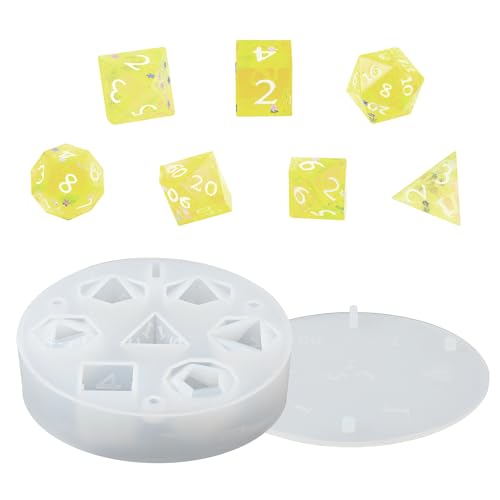 DND Würfel Formen Silikon, Würfelform Resin mit 7 Polyedrischen Würfeln mit Scharfen Kanten Tropfer Epoxidharz Formen DND Einfaches Harzformen Silikon für Heimwerken Tischbrettspiel DND Würfel Formen Silikon, Würfelform Resin mit 7 Polyedrischen Würfeln mit Scharfen Kanten Tropfer Epoxidharz Formen DND Einfaches Harzformen Silikon für Heimwerken Tischbrettspiel von lasuroa