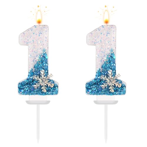 Frozen-Zahlenkerzen, Schneeflocken-Geburtstags-Zahlenkerzen Geburtstags-Zahlenkerzen Kuchendekoration Frozen-Partydekorationen Zubehör für Geburtstags- und Hochzeitsfeiern (11) von lasuroa