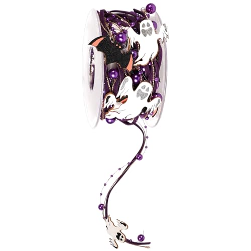 Halloween Bänder zum Basteln, 5m Geist Fledermaus Lila Halloweenband Halloween Geschenkband Kreativ Perlenband zum Verpacken von Geschenken Halloweenparty Dekorationen Halloween Bänder zum Basteln, 5m Geist Fledermaus Lila Halloweenband Halloween Geschenkband Kreativ Perlenband zum Verpacken von Geschenken Halloweenparty Dekorationen von lasuroa