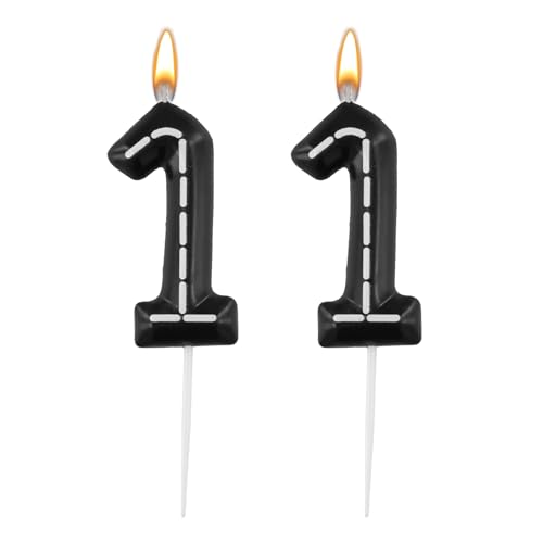 Kerzen Rennwagen, 6x3,7cm Geburtstagskerzen mit Rennwagen Thema Schwarze und Weiße Zahlen Tortenkerzen für Jungen und Mädchen Kuchen Partyzubehör zur Dekoration mit Rennwagenthema (Zahl 11) von lasuroa