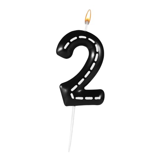 Kerzen Rennwagen, 6x3,7cm Geburtstagskerzen mit Rennwagen Thema Schwarze und Weiße Zahlen Tortenkerzen für Jungen und Mädchen Kuchen Partyzubehör zur Dekoration mit Rennwagenthema (Zahl 2) von lasuroa