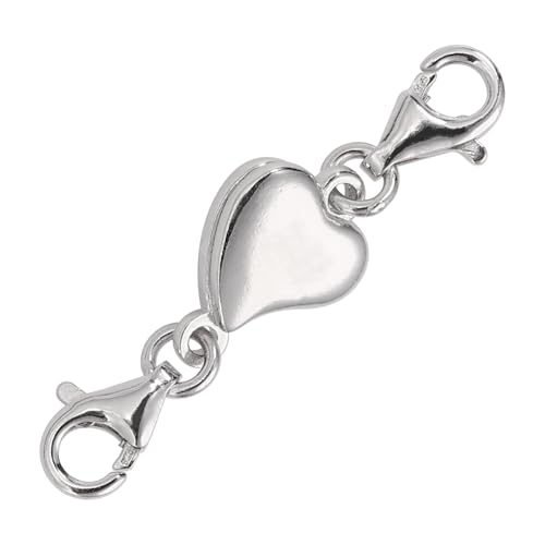 lasuroa Magnetischer Schmuckverschluss, Herzförmige Armbänder Verlängerungen, Doppelter Karabinerverschluss für Halsketten Armbänder, Silber, 1 Stück von lasuroa