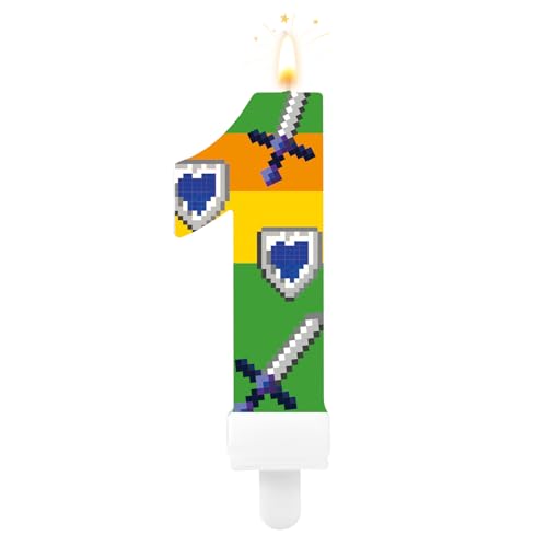 Pixel Kerze, Kerze mit Spielthema Digitale Geburtstagskerze Videospiel-Geburtstagskerze für Kinder Erwachsene Geburtstag Videospiel-Partyzubehör(Nummer 1) von lasuroa