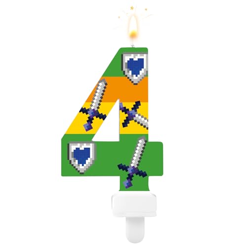 Pixel Kerze, Kerze mit Spielthema Digitale Geburtstagskerze Videospiel-Geburtstagskerze für Kinder Erwachsene Geburtstag Videospiel-Partyzubehör(Nummer 4) von lasuroa