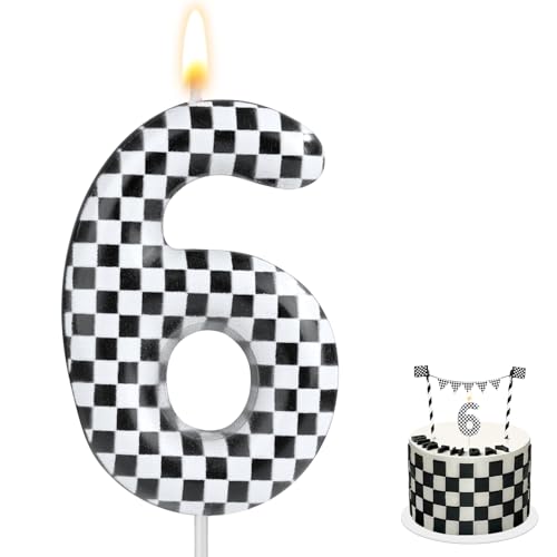 Rennsport-Geburtstagszahlenkerzen, Happy Birthday-Kuchenaufsätze Geburtstagskuchenaufsätze Zahlen-Cupcake-Dekorationen für Rennsport-Partydekoration Mottoparty-Zubehör (6) von lasuroa