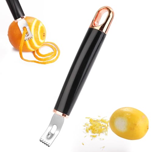 Zester Schäler, Edelstahl 2-in-1-Zitronenschäler mit Aufhängeöse Roségold Zitronen Zester Schäler Cocktail-Garnitur Zitrus-Schäler Obst-Schäler-Werkzeug für Zuhause Küche Bar Restaurant Zester Schäler, Edelstahl 2-in-1-Zitronenschäler mit Aufhängeöse Roségold Zitronen Zester Schäler Cocktail-Garnitur Zitrus-Schäler Obst-Schäler-Werkzeug für Zuhause Küche Bar Restaurant von lasuroa