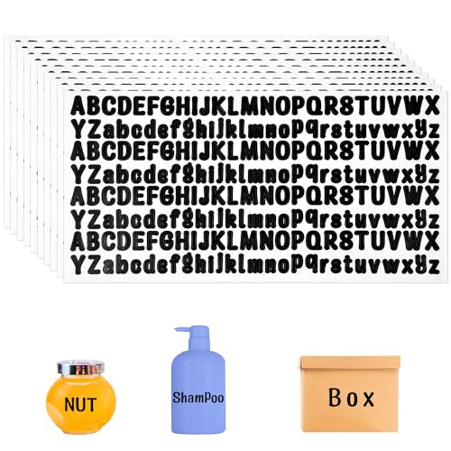 lasuroa 1,3 cm 2080 Stück Buchstaben Aufkleber, 10 Blatt Vinyl Alphabet Aufkleber Groß- und Kleinbuchstaben Selbstklebende Briefkasten-Buchstaben-Aufkleber für Sammelalbum, Klassenzimmer (Schwarz) von lasuroa