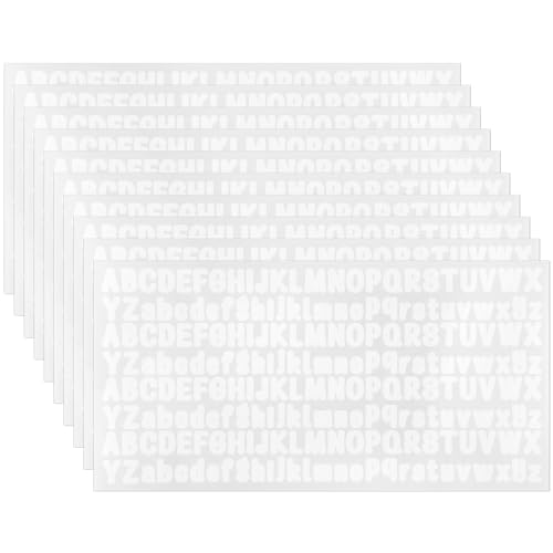 lasuroa 1,3 cm 2080 Stück Buchstaben Aufkleber, 10 Blatt Vinyl Alphabet Aufkleber Groß- und Kleinbuchstaben Selbstklebende Briefkasten-Buchstaben-Aufkleber für Sammelalbum, Klassenzimmer (Weiß) von lasuroa