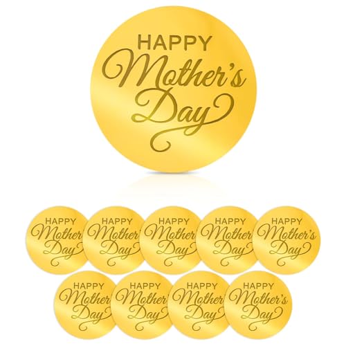 lasuroa 10 Stück Happy Mother's Day Kuchendeckel, Acryl Rund Muttertag Cupcake Topper Spiegelgravur Kuchendekoration für Dessert Geburtstag Partyzubehör (Gold) von lasuroa