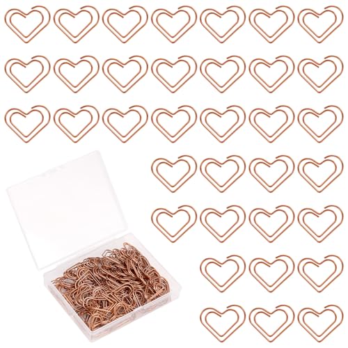 lasuroa 100stk Herzförmige Büroklammern, Kleine Süße Metallherzen Dekorative Büroklammern für Büro Schule Notizen Dokumente Scrapbooking Hochzeitsdekor und Bastelprojekte (Roségold) von lasuroa