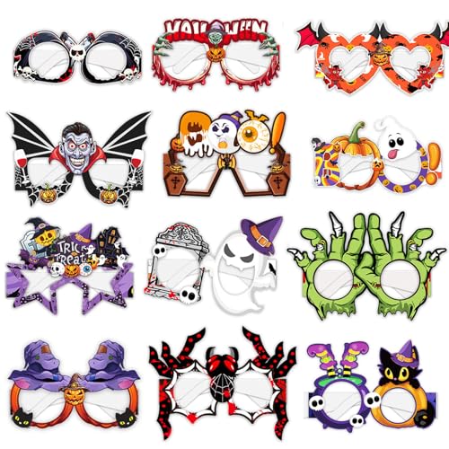 lasuroa 12 Stück Halloween Party Brillen, Halloween Papierbrillen Halloween Brillen für Kinder Halloween Partygeschenk Brillen für Kinder Halloween Party Cosplay Zubehör von lasuroa