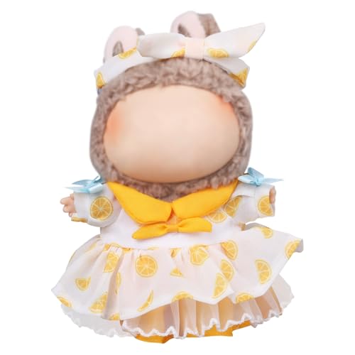 lasuroa 2stk Rock für Puppen, Kawaii Plüschpuppen Kleidung Stylisches Gelb Puppenkleidung mit Süßem Haarband für 17cm Plüschpuppe(Nur Kleidung) von lasuroa