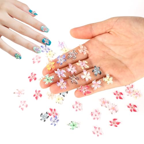 lasuroa 50 Stück Blumen Nagel Charms, 3D Kunststoff Bunte Fünfblättrige Blumen Strass Schmuckaufkleber Nagelkunst Dekorationszubehör für die Maniküre von Frauen lasuroa 50 Stück Blumen Nagel Charms, 3D Kunststoff Bunte Fünfblättrige Blumen Strass Schmuckaufkleber Nagelkunst Dekorationszubehör für die Maniküre von Frauen von lasuroa