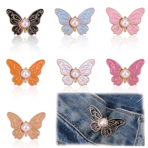 lasuroa 7 Stück Schmetterlings Taillenspanner für Damen, Hosen knopfnadeln Ohne Nähen und Ohne Werkzeug Verstellbare Clips für Weite Hosen Jeans und Röcke lasuroa 7 Stück Schmetterlings Taillenspanner für Damen, Hosen knopfnadeln Ohne Nähen und Ohne Werkzeug Verstellbare Clips für Weite Hosen Jeans und Röcke von lasuroa
