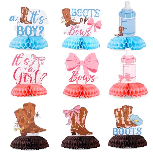 lasuroa 9stk Wabendekorationen mit Stiefeln oder Schleifen zur Gender-Reveal-Party, Western-Cowboy- oder Cowgirl-Tischdekorationen für die Babyparty und Gender-Reveal-Party lasuroa 9stk Wabendekorationen mit Stiefeln oder Schleifen zur Gender-Reveal-Party, Western-Cowboy- oder Cowgirl-Tischdekorationen für die Babyparty und Gender-Reveal-Party von lasuroa