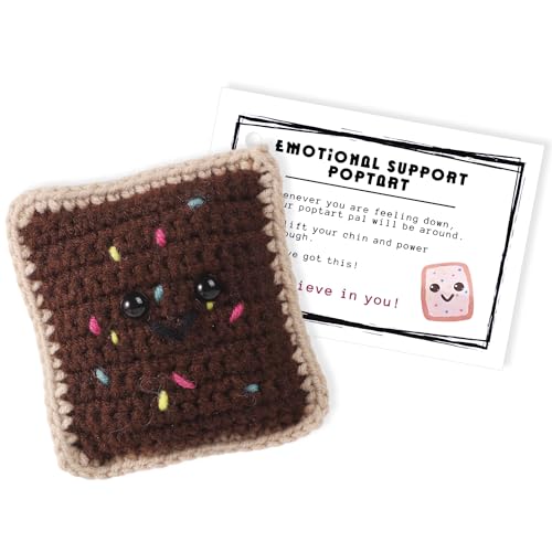 lasuroa Emotionale Unterstützung Tart, Handgefertigt Tart Puppe mit Inspirierender Karte Strickpuppe Süß Gestrickt Positive Kartoffel Geschenke für Damen und Herren Dekoration (Braun) von lasuroa