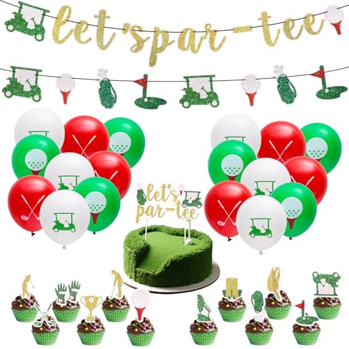 lasuroa Golf Party Dekorationen Set, Vorbespannt Let's Par-Tee Banner Kuchen und Cupcake Topper Luftballons Golf Geburtstag Deko für Feiertage Babypartys Ruhestandsfeiern Partys mit Sportthema Dekor lasuroa Golf Party Dekorationen Set, Vorbespannt Let's Par-Tee Banner Kuchen und Cupcake Topper Luftballons Golf Geburtstag Deko für Feiertage Babypartys Ruhestandsfeiern Partys mit Sportthema Dekor von lasuroa