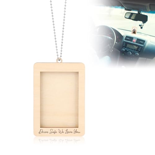 lasuroa Hängender Bilderrahmen, 9,9 x 6,8 x 0,8 cm Mini Hängende Fotorahmen aus Holz Autodekor Winziger Hängerahmen fürs Auto Ornament Bilderrahmen für die Innendekoration des Autos von lasuroa