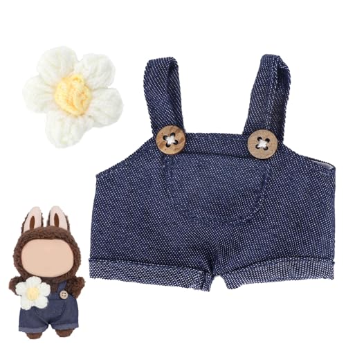 lasuroa Puppen-Overall-Set mit Blume, Süßer Mode-Puppen-Overall Kleidungs-Outfit Weicher Stoff für 15 cm und 17 cm Plüschpuppen von lasuroa