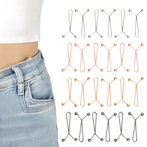 Hose Enger Machen Clip, 24 Stück Hosenbund Enger Machen, Verstellbarer Jeans Knopf als Taillenspanner ohne Nähen, Hosenknopf zum Enger Machen für Jeans, Hosen und Röcke Hose Enger Machen Clip, 24 Stück Hosenbund Enger Machen, Verstellbarer Jeans Knopf als Taillenspanner ohne Nähen, Hosenknopf zum Enger Machen für Jeans, Hosen und Röcke von laveroar