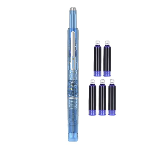 laxreheye Einziehbarer Füllfederhalter | flüssiges Schreibgerät – Spitze 0,38 mm ohne Auslaufen, mit 5 nachfüllbaren Tintenpatronen für Notizbuch, Kunst, Skizzen, Schule und Tagebuch laxreheye Einziehbarer Füllfederhalter | flüssiges Schreibgerät – Spitze 0,38 mm ohne Auslaufen, mit 5 nachfüllbaren Tintenpatronen für Notizbuch, Kunst, Skizzen, Schule und Tagebuch von laxreheye