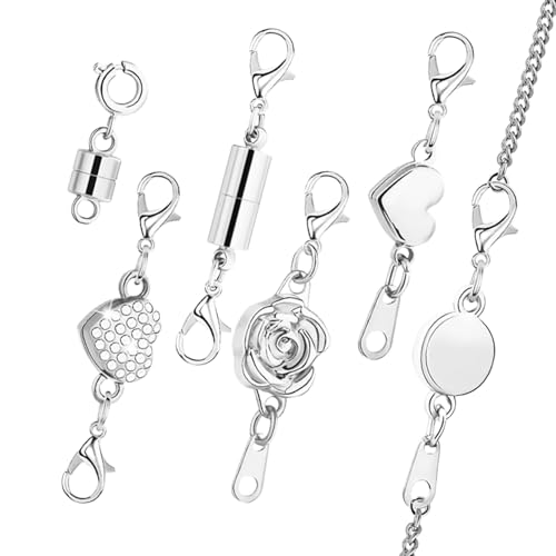 laxreheye Halskette Magnetverschluss | 6 Stück Verschlüsse für Armbandherstellung,Robuste Halskettenverlängerung Mit Karabinerhaken Für Damen Mädchen Schmuckherstellung Armbandanpassung Alltagstrage von laxreheye