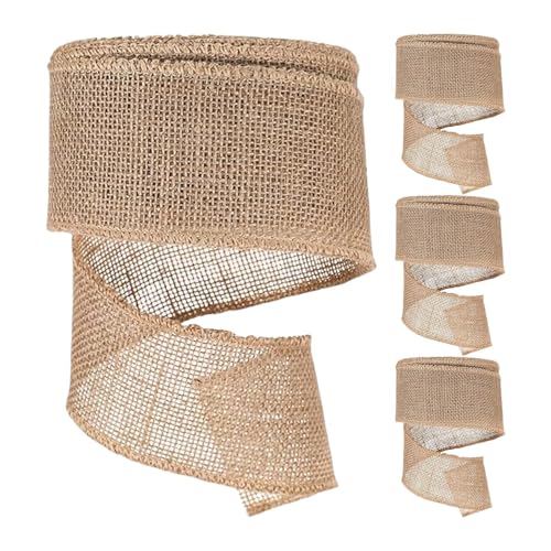 laxreheye Ostern Band Drahtkante, Ostern Schleifenband Stoffband Natürliche Jute Stoffband für Bogen Ostern Drahtband aus Sackleinen 4 Rollen Handwerk laxreheye Ostern Band Drahtkante, Ostern Schleifenband Stoffband Natürliche Jute Stoffband für Bogen Ostern Drahtband aus Sackleinen 4 Rollen Handwerk von laxreheye