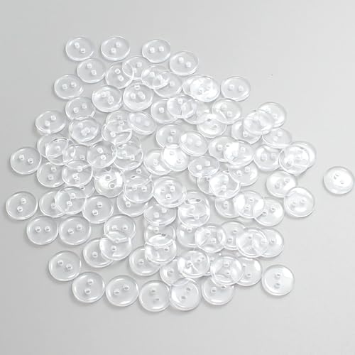 lcyen 50 Stück Transparente Knöpfe 15 mm Reversibel Knöpfe zum Annähen 2 Löcher für Bekleidung Bettwäsche Handwerk & Nähen von lcyen