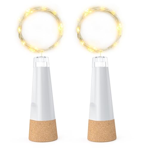 leegoal Flaschenlichter, USB wiederaufladbares Weinflaschenlicht mit Korken 2024 Upgraded 2m 20 LED Jar Lichterkette für Weihnachtsdekorationen (Warmweiß, 8 Stück) von leegoal