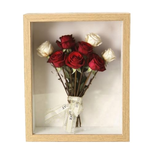 3D Bilderrahmen, 17x22cm Bilderrahmen Tief 3D Objektrahmen Hölzern, Objektrahmen Tief zum Befüllen, 3D Rahmen für Objekte, Blumen, Hochzeitsstrauß oder Erinnerungsstücke von leersao