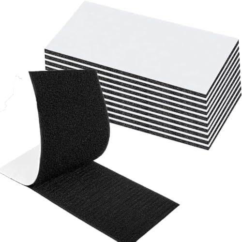Klettverschluss Selbstklebend (10 Stück), Klettband Selbstklebend Extra Stark Schwarz, Für Wände,Tür,Kunststoffe,Boden,Gläser,Metalle, 5 * 10cm. von leersao
