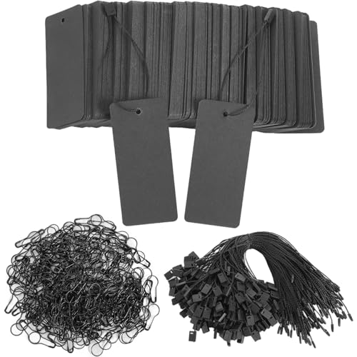 300pcs Preisschilder mit Saite mit Sicherheitsstiften, schwarzen Preisschilds, Geschenk, Name für Kleidung, benutzerdefinierte schwarze Papierkleidung, Produkt für Kleidung, Handwerkshandwerk von legtovt
