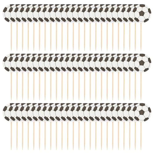 Fußball Cupcake Toppers 72pcs Einweg 4, 3x1, 4 Zoll Fußballkuchen -Topper für Geburtstagsfeierdekorationen, Cocktail, Obst von legtovt