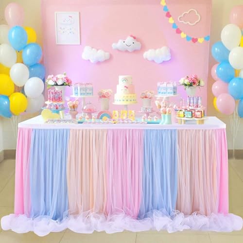 legtovt Tulle Tischrock für Themenparty, Babyparty -Hochzeit, Regenbogentischrock für Rechteck oder Runde legtovt Tulle Tischrock für Themenparty, Babyparty -Hochzeit, Regenbogentischrock für Rechteck oder Runde von legtovt