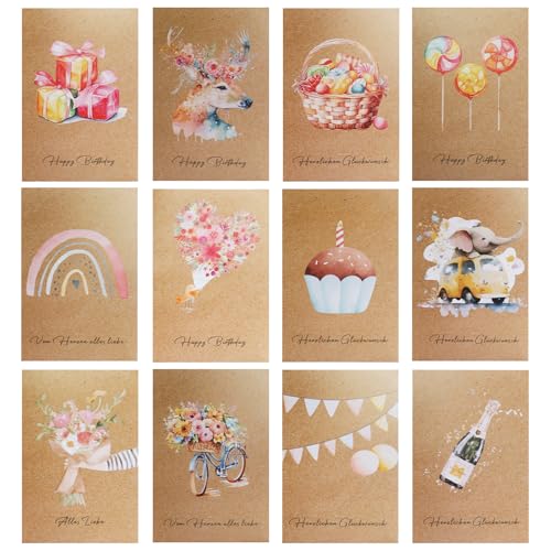 Geburtstagskarten Set mit Umschlag, 12 Stück Glückwunsch Klappkarten, lustige geburtstagskarte Geburtstag, happy birthday karte, geburtstagskarte für frau männer mädchen kinder Geburtstagskarten Set mit Umschlag, 12 Stück Glückwunsch Klappkarten, lustige geburtstagskarte Geburtstag, happy birthday karte, geburtstagskarte für frau männer mädchen kinder von lelewangluo