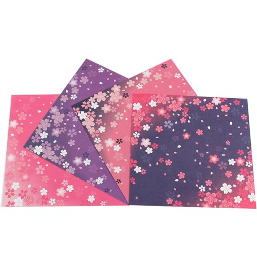 Origami Papier, 60 Faltblätter - japanische Kirschblüten Bastelpapier Faltpapier in 4 Farben für Weihnachten Origami DIY Kunst und Bastelprojekte,15x15 CM, Bastel Faltpapier für Kinder und Erwachsene von lemgyiamz