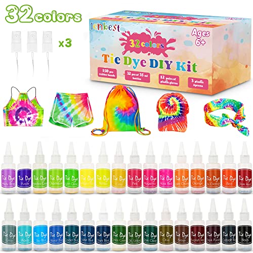 lenbest DIY Tie Dye Kit - 32 Färbe-Set für Kinder - Erwachsene und Gruppen - Ungiftige Hemd Stoff Farbe - Textilfarbe waschmaschinenfest, Partys - Versammlungen lenbest DIY Tie Dye Kit - 32 Färbe-Set für Kinder - Erwachsene und Gruppen - Ungiftige Hemd Stoff Farbe - Textilfarbe waschmaschinenfest, Partys - Versammlungen von lenbest