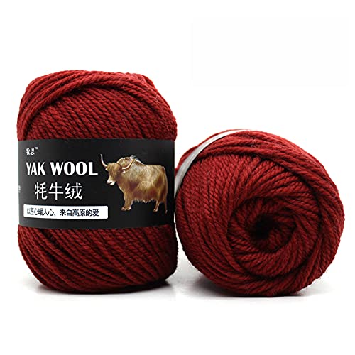 500g Strickwolle Wollgarn Kaschmir - Häkelgarn gemischt Yak Wolle & Wolle & Merzerisierter Samt für kleine und Kinder Garnprojekte Basteln Stricken Häkeln Mehrfarbig Rot von lennonsi