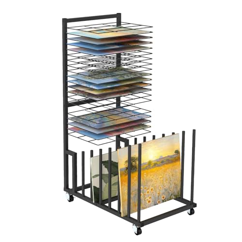 lesolar Kunst-Trockenständer | Mobiles Metall-Kunst-Aufbewahrungsregal mit 20 abnehmbaren Ablagen | Studio- und Tischaufbewahrung für Kinder, Malerei, Trocknen mit Rädern, Stapelregal zum Malen lesolar Kunst-Trockenständer | Mobiles Metall-Kunst-Aufbewahrungsregal mit 20 abnehmbaren Ablagen | Studio- und Tischaufbewahrung für Kinder, Malerei, Trocknen mit Rädern, Stapelregal zum Malen von lesolar
