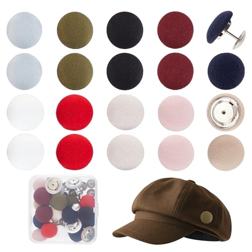 Letsinstyle 20 Set 17mm Farbige Stoffknöpfe Zum Nähen Runde Knöpfe Stoffbezogene Knöpfe Mit Metallschaft Baseballkappen Knopf Oberteil Ersatz Für Hüte Jeans Blusen von letsinstyle