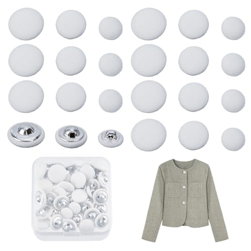 Letsinstyle 40 Stück 18mm /15mm /11.5mm Stoffbezogene Knöpfe Smokinganzug Stoffknopf Mit Metallschaft Weißer Mantel Zum Nähen Ersatz Für Jacke Anzug Kleid Bluse Kleidung Kleidungsstück Basteln Letsinstyle 40 Stück 18mm /15mm /11.5mm Stoffbezogene Knöpfe Smokinganzug Stoffknopf Mit Metallschaft Weißer Mantel Zum Nähen Ersatz Für Jacke Anzug Kleid Bluse Kleidung Kleidungsstück Basteln von letsinstyle