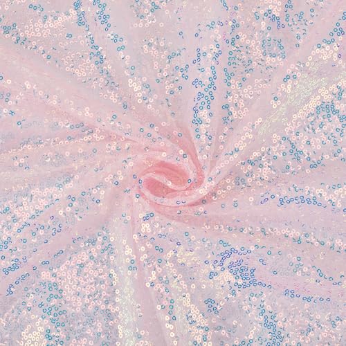 letsinstyle 1 Yard Paillettenstoff 51" breiter Schillernder Meerjungfrau Glitzerstoff Rosa Glitzerndes Paillettentuch Für Hochzeitskostüme Meerjungfrauenschwanz Zum Nähen von Kleidern Tischdecken von letsinstyle